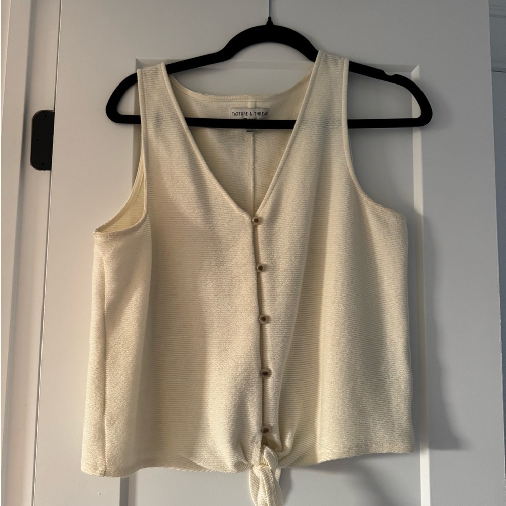 Madewell Cream Sleeveless Button-Front Tie-Front Camisole